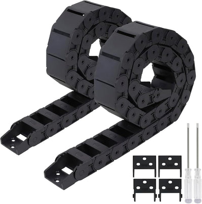 2 Cadena arrastre plástico negro 18x37mm 1m para CNC