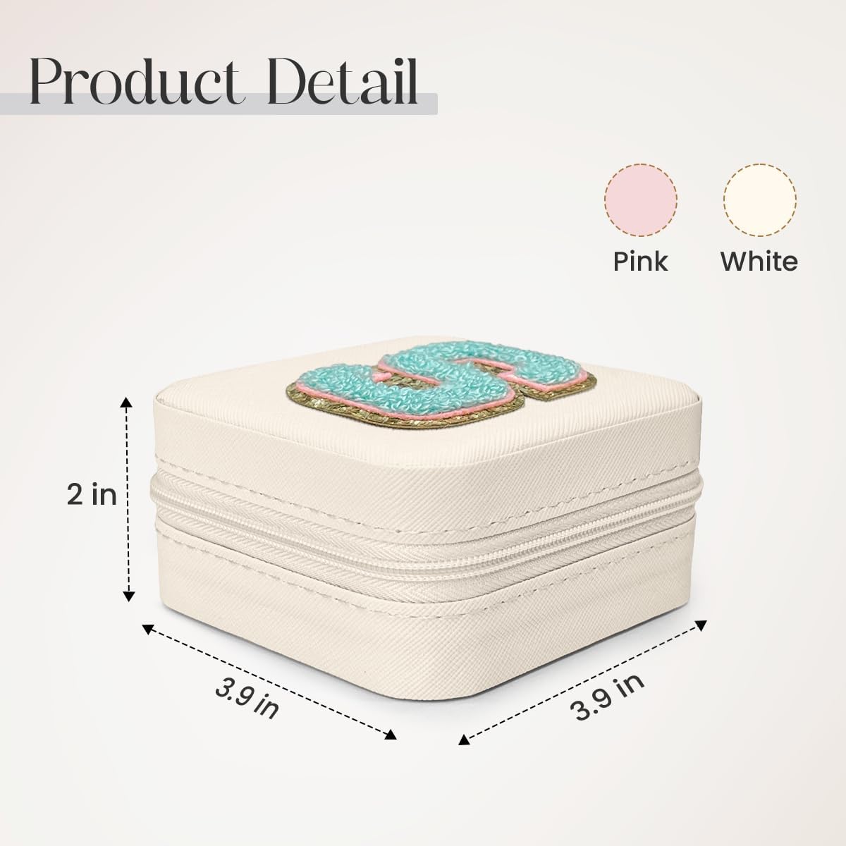 Joyero viaje blanco con inicial s para niñas y mujeres