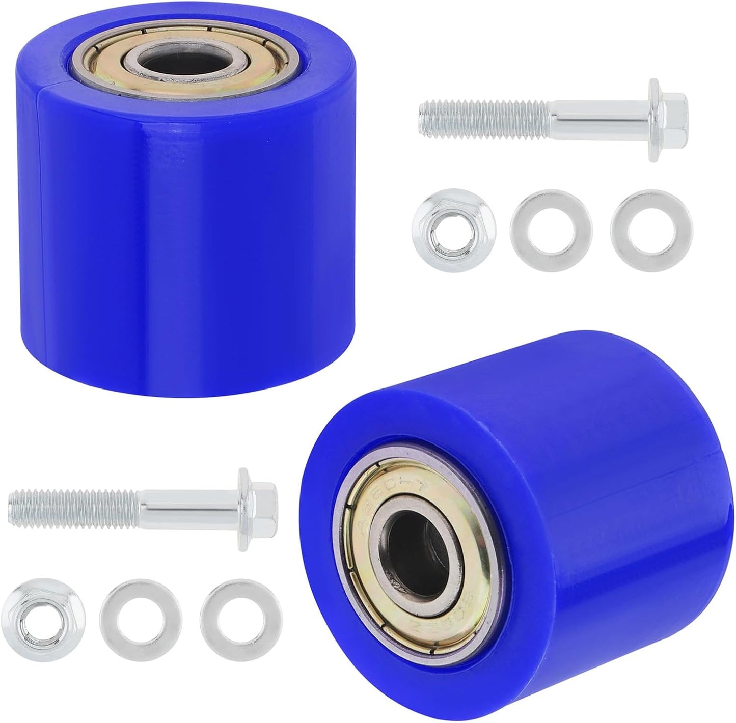 2 Pzas Rueda Guía Tensor Cadena 8mm Moto Azul