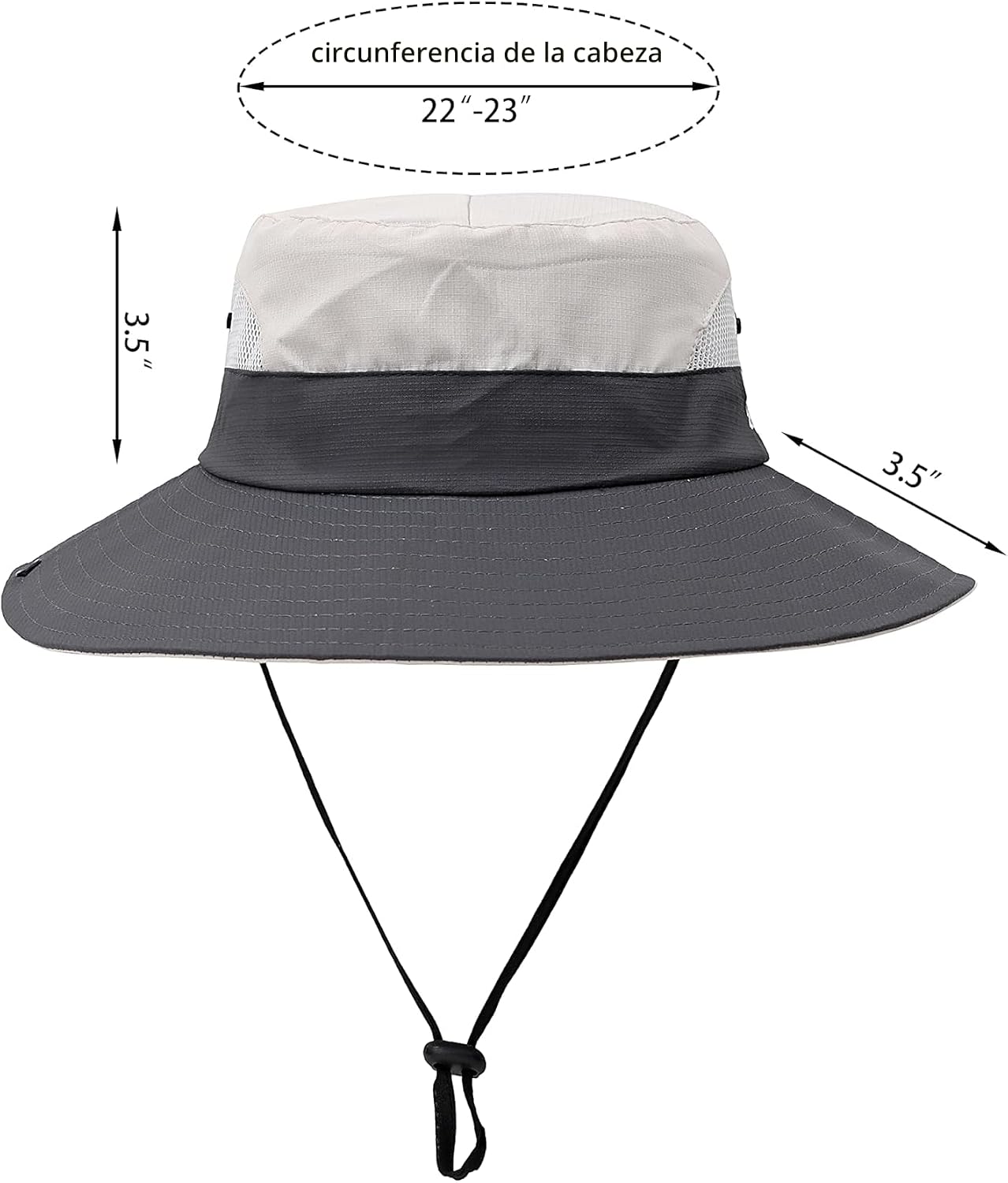 Sombrero playa mujer ala ancha UV plegable malla cola