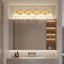 Lámpara tocador baño 5 cristales luces doradas modernas