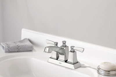 Grifo baño dos manijas cromado montaje drenaje