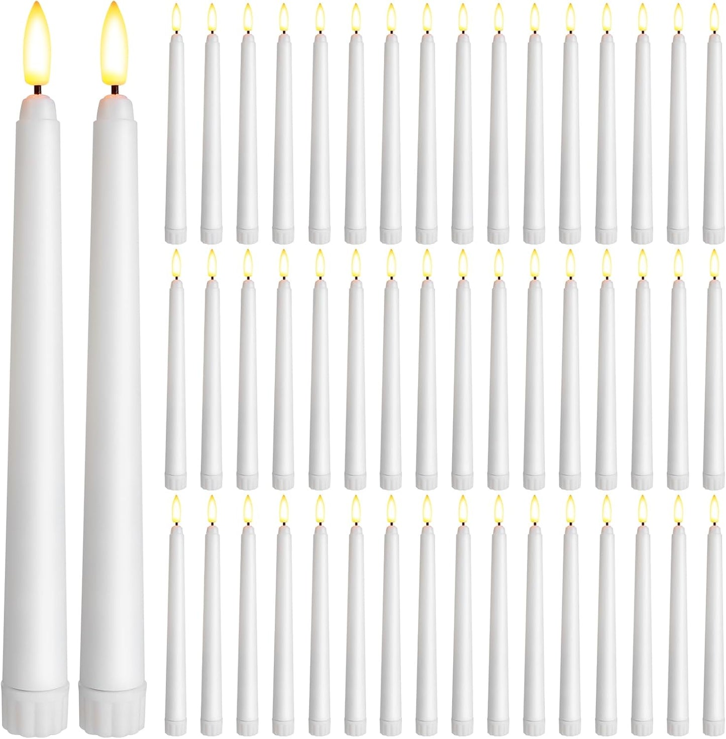 50 Pzas Velas LED Cónicas Parpadeantes 8.5pulg Decoración