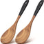2 Cucharas Madera 12pulg Antiadherente Acacia Espátulas Bambú Teca