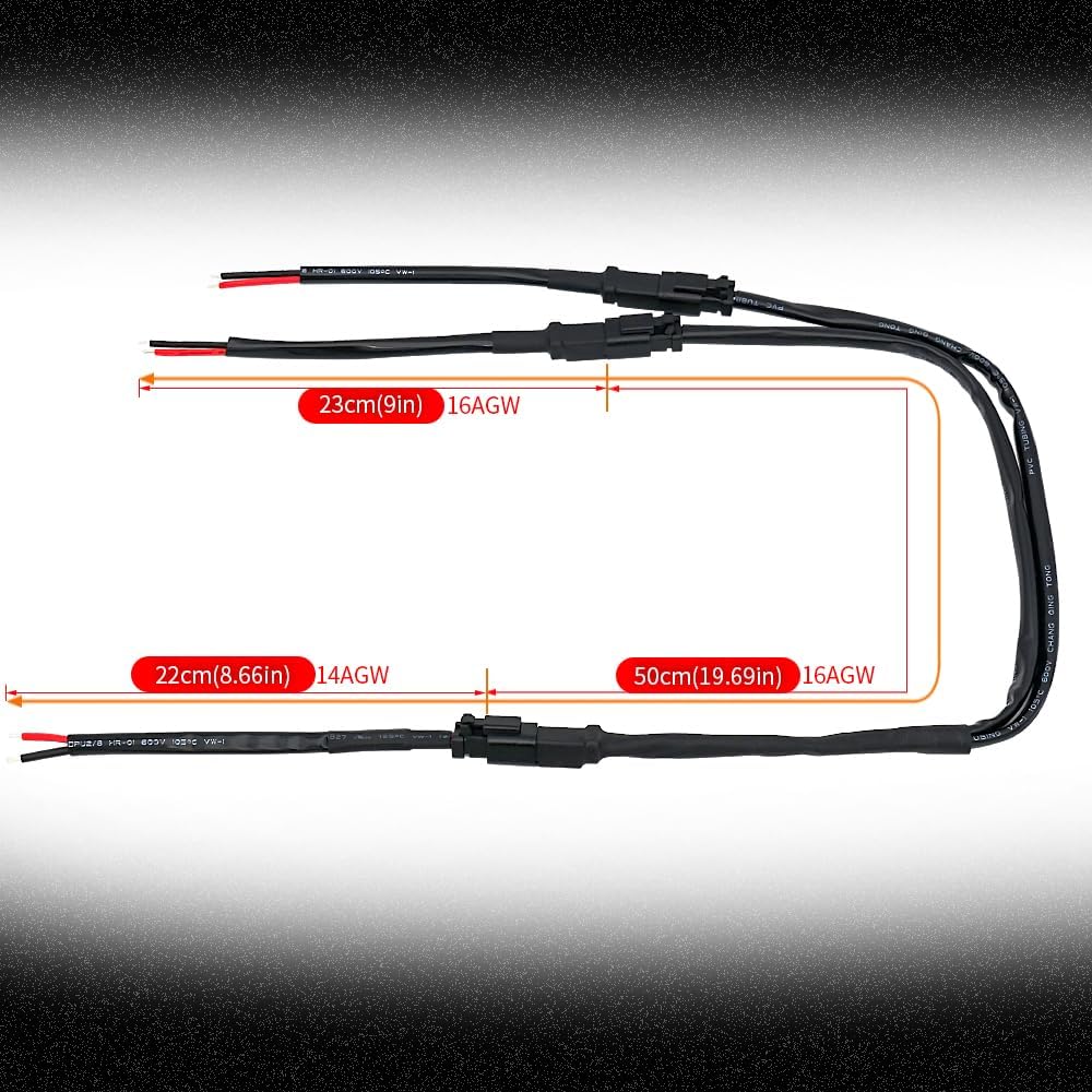 2 Set Conectores DT 2 Pines 35.5" Luces LED