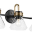 Luz de tocador 66cm con 3 luces vidrio negro