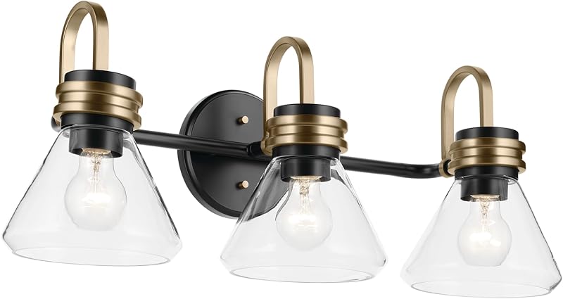 Luz de tocador 66cm con 3 luces vidrio negro