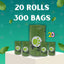 300 Bolsas Biodegradables Perro 20 Rollos Extra Gruesas