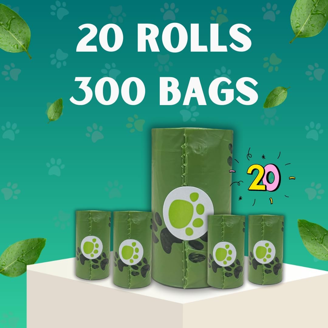 300 Bolsas Biodegradables Perro 20 Rollos Extra Gruesas