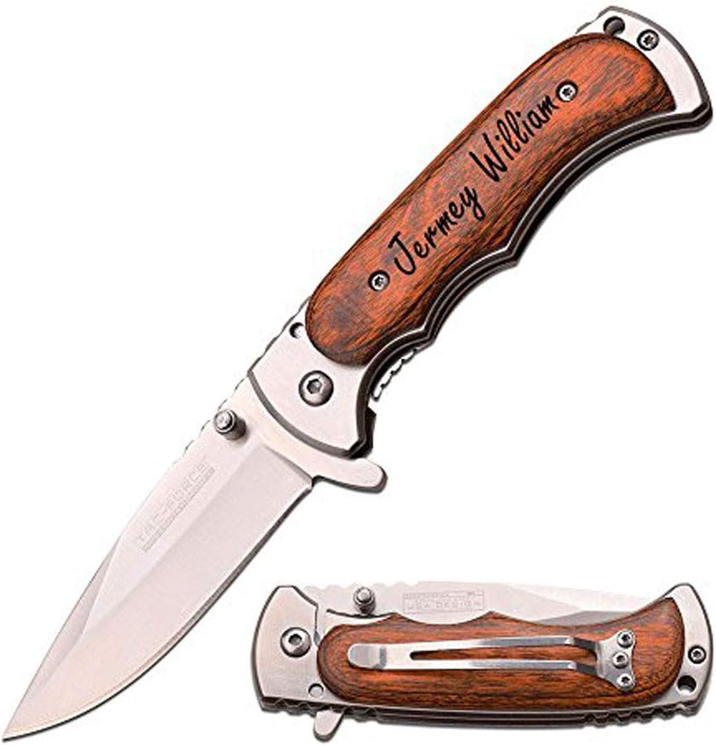 Cuchillo plegable bolsillo cuchilla metal grabado