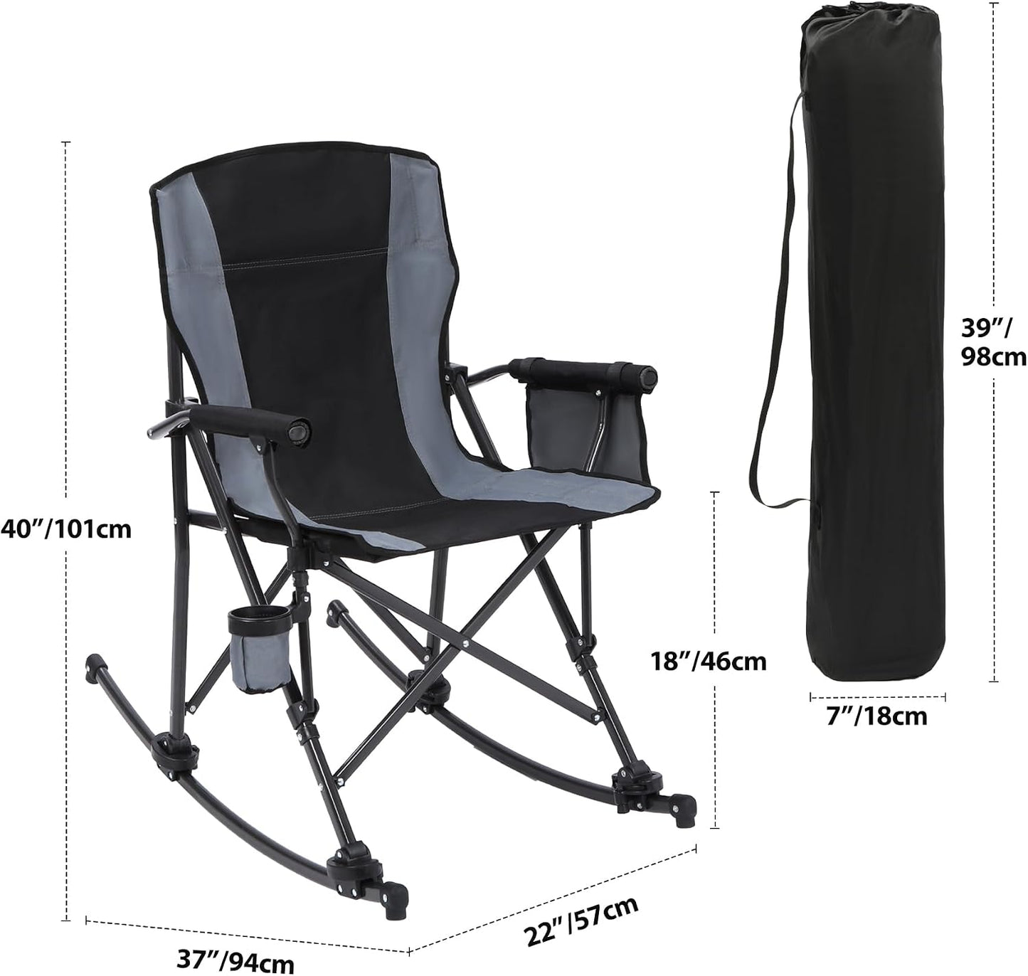 Silla campamento plegable gran tamaño acero resistente 250lb