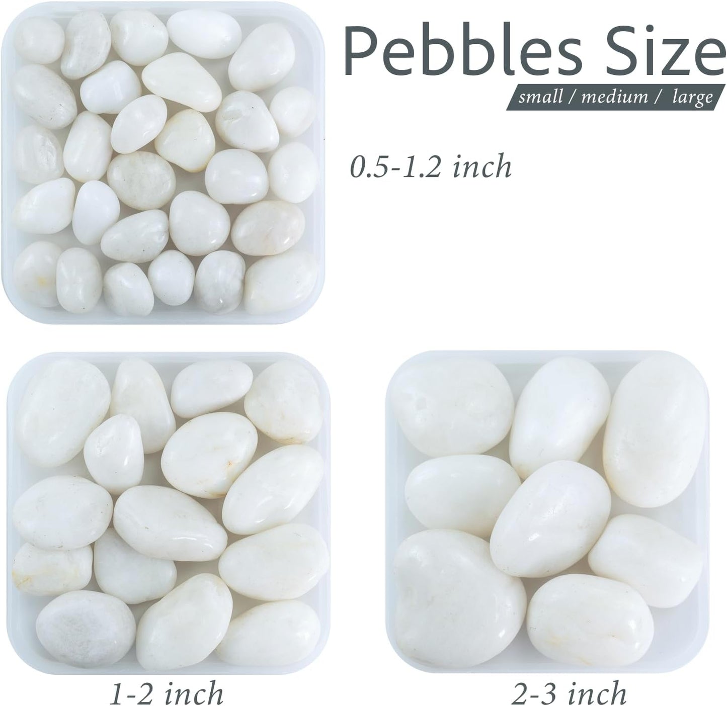 Piedras blancas decorativas 2-3" para macetas y floreros