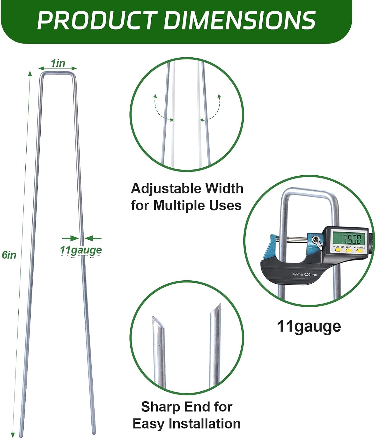 Grapas galvanizadas 6" pack 100 anclaje césped