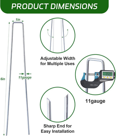 Grapas galvanizadas 6" pack 100 anclaje césped