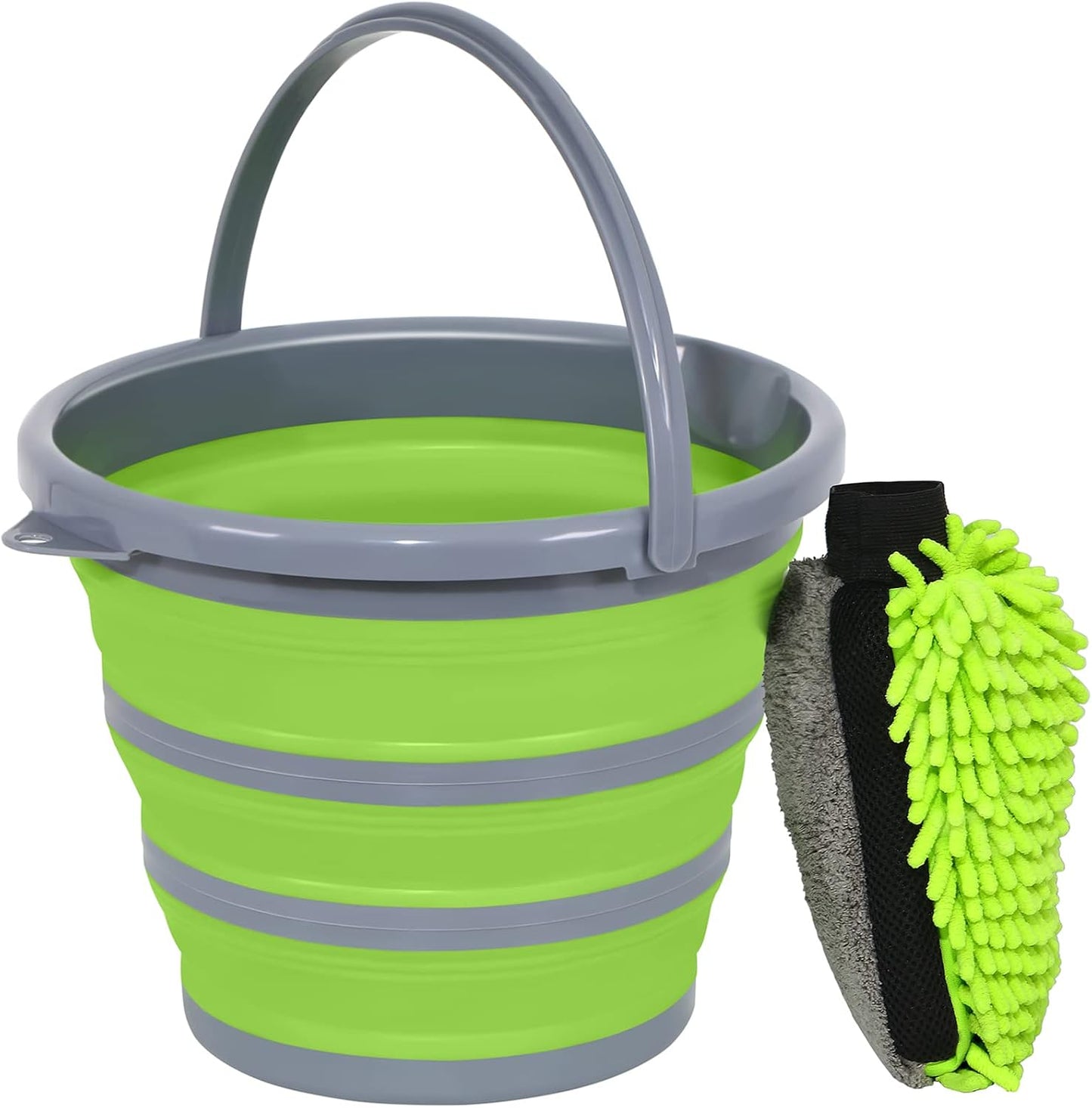 Cubo plegable 10l con guante microfibra terciopelo coral