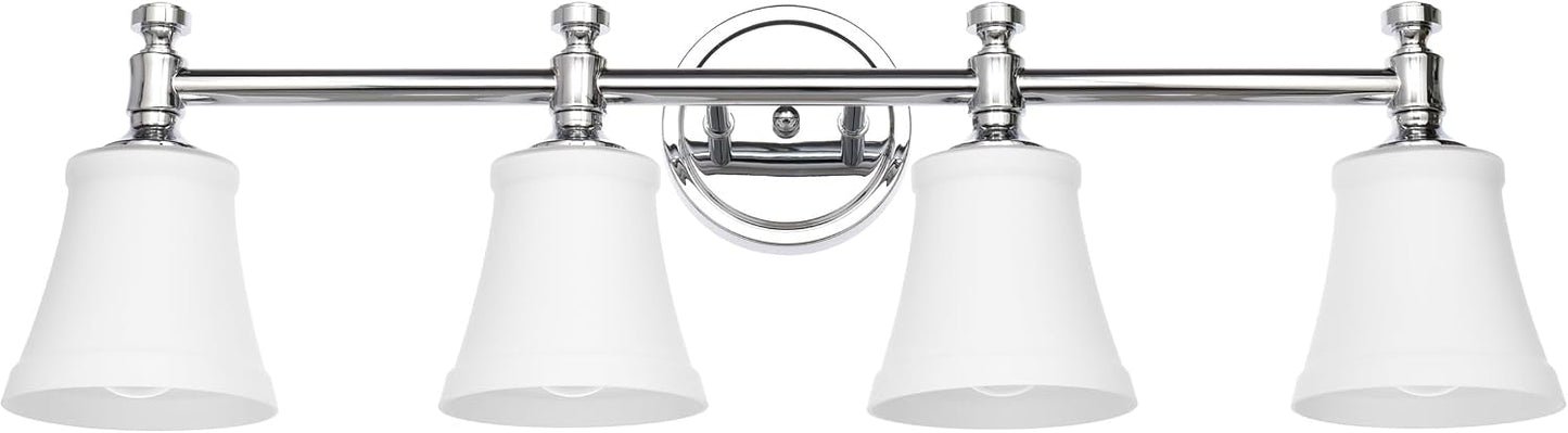 Lámpara tocad. baño 4 luces cromado pantalla vidrio opalino