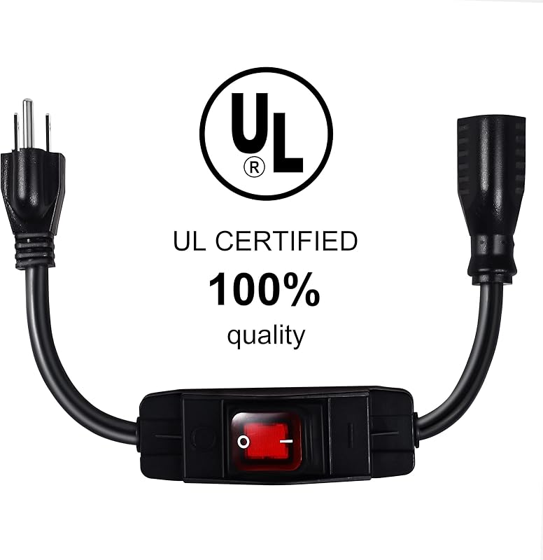 Cable extensión con interruptor 15A 10 ft negro