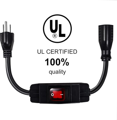 Cable extensión con interruptor 15A 10 ft negro