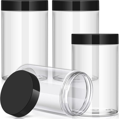 4 Pzas Contenedores Plástico Boca Ancha Tapas Viaje Maquillaje