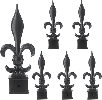 Remates valla fleur de lis aluminio negro 6 pzas 1pulg
