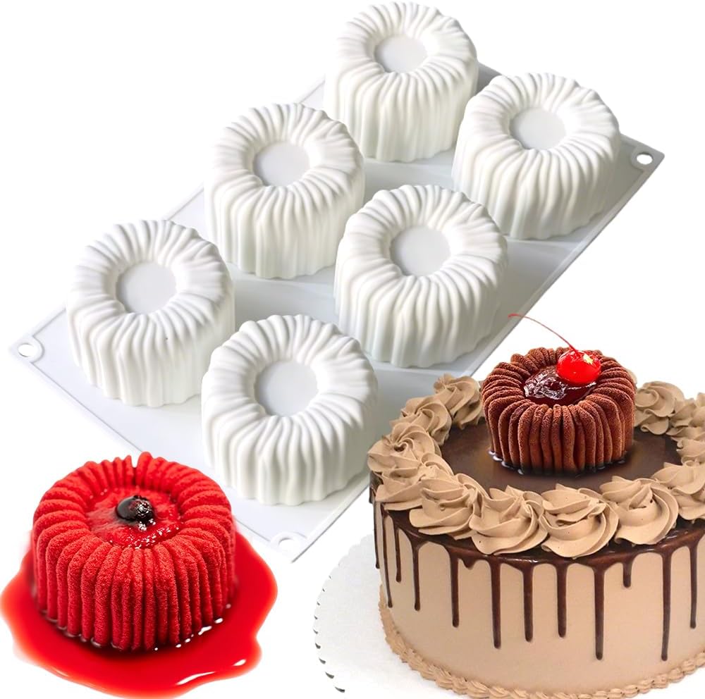 Molde silicona 6 agujeros para tartas y mousse