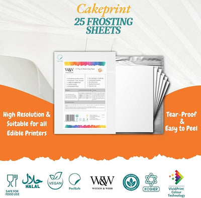 Hojas glaseado 8.5x11pulg 25uds papel comestible vegano