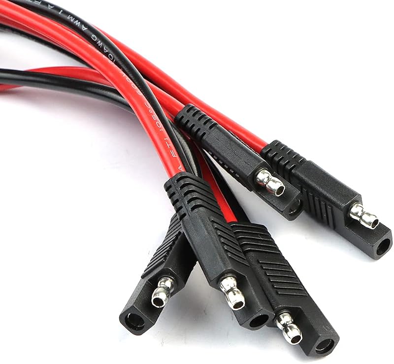 10 Pzas Mazos Cables Desconexión Rápida 12pulg Rojo y Negro