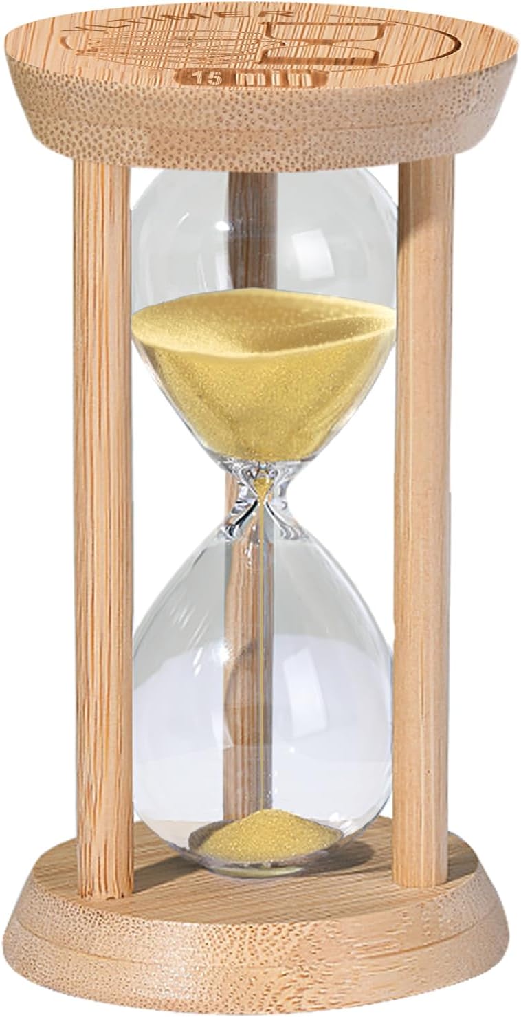 Reloj arena madera bambú dorado decoración oficina