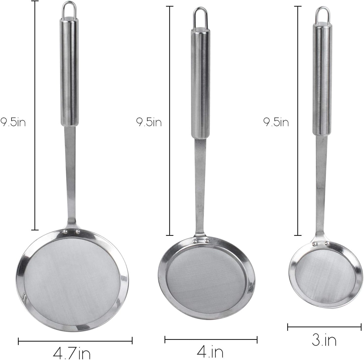 3 Pzas cucharas espumadera grasa acero inox malla fina