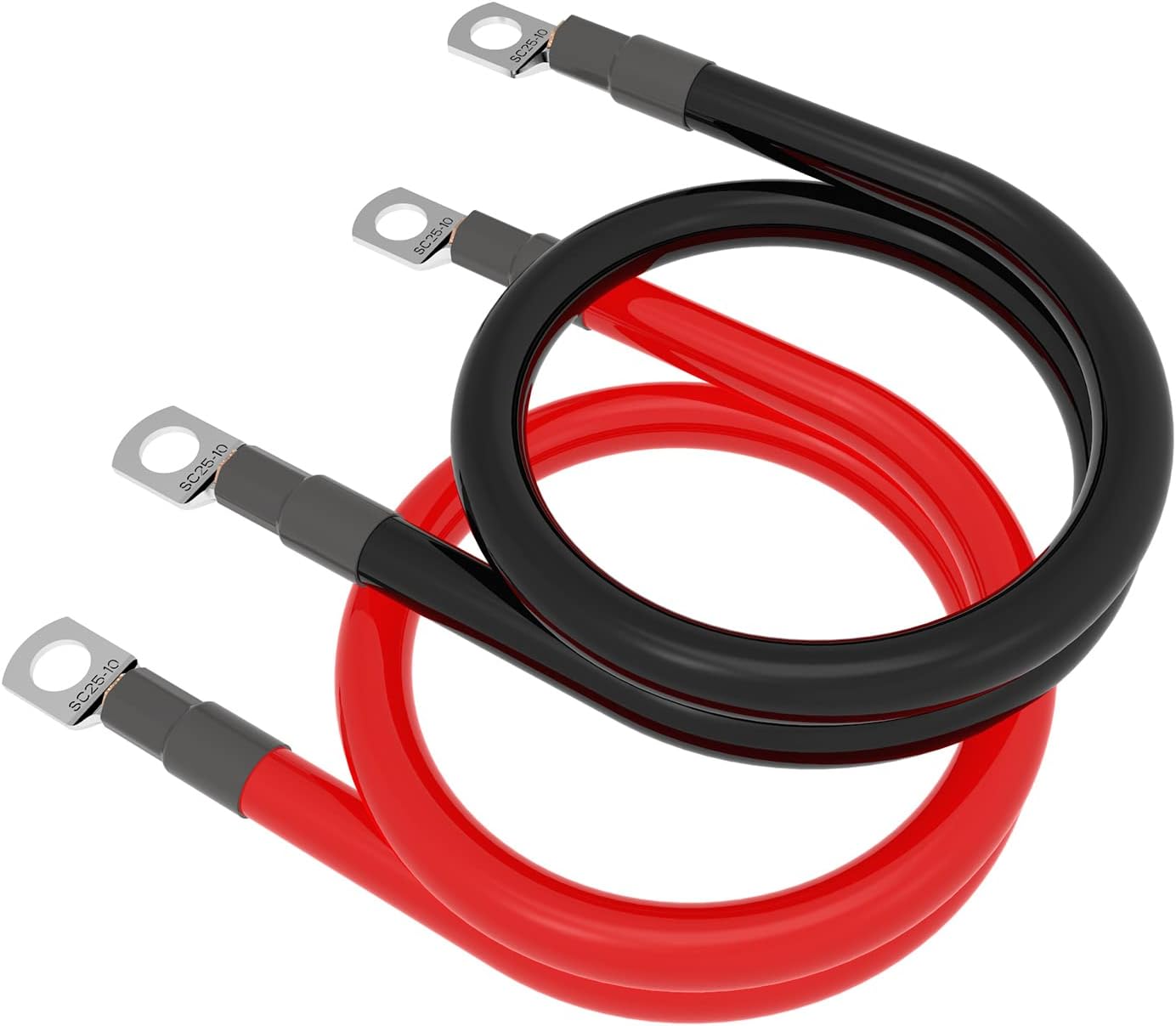 Set cables inversor 4 AWG 30cm cobre puro 3/8" automotriz