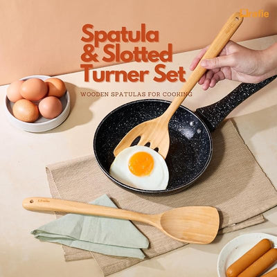 Set 2 Pzas Espátulas Madera Cocina Ranuradas
