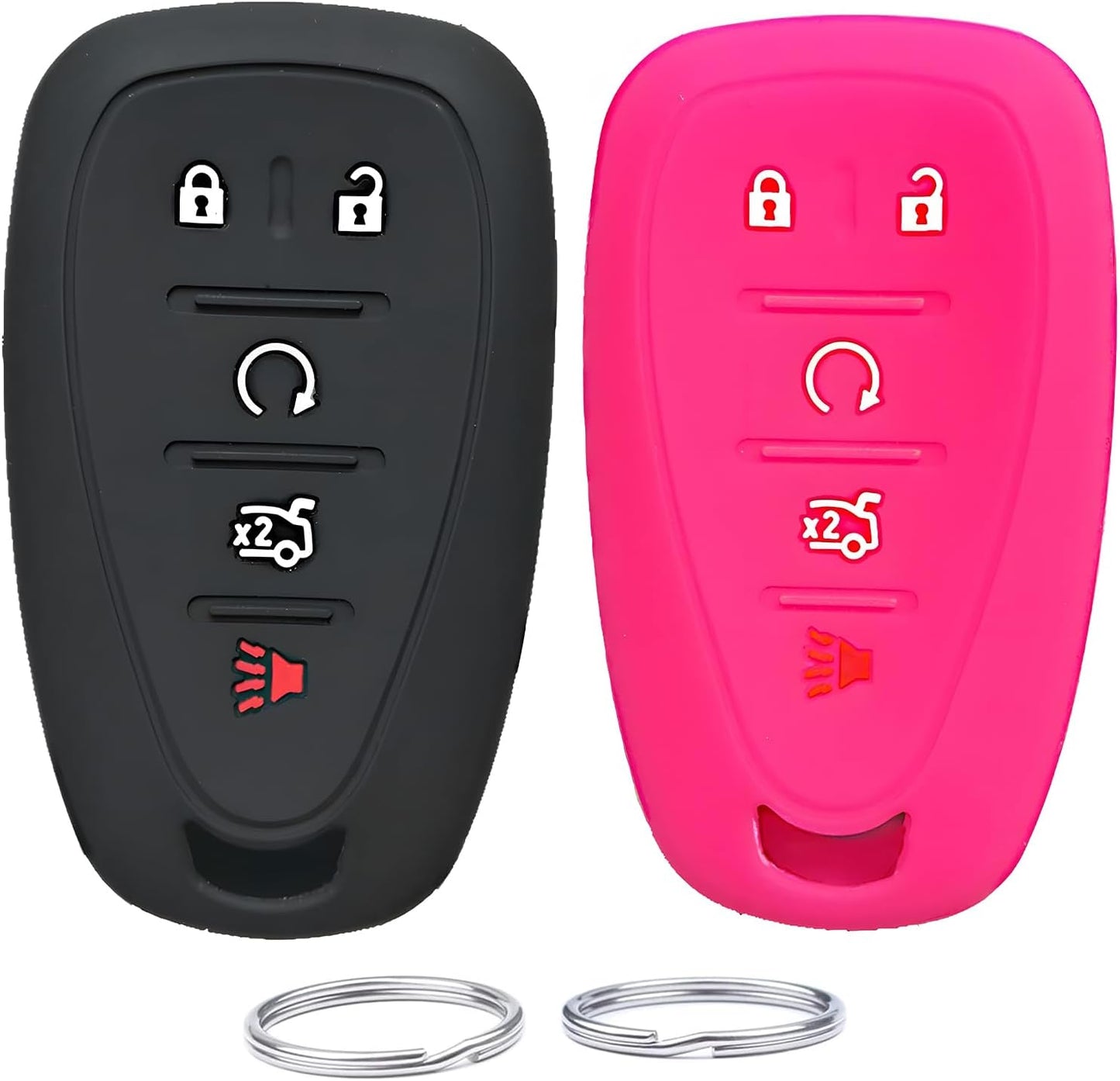Funda silicona llavero Chevy 5 botones 2 pzas negro rosa