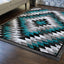 Alfombra diseño nativo americano 5x7ft turquesa gris