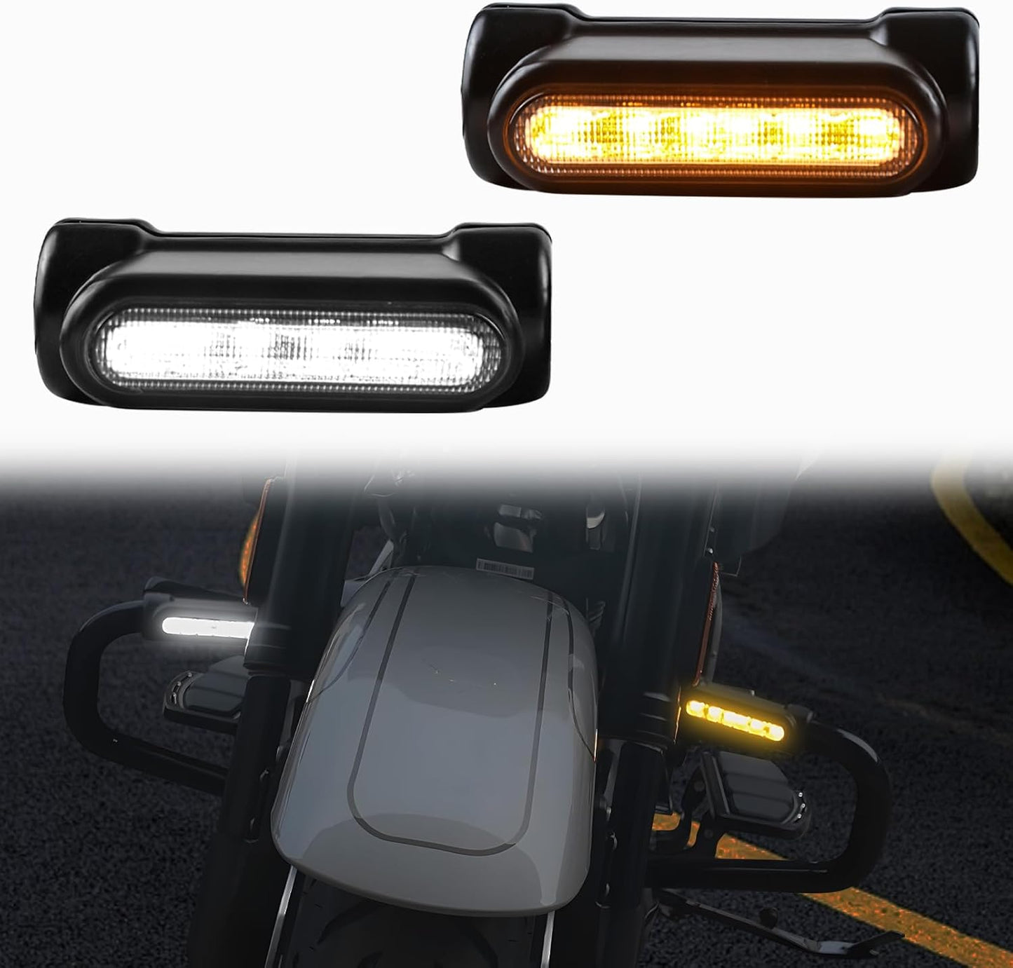 Luz barra choque LED señal giro DRL Harley Road Glide 23-26