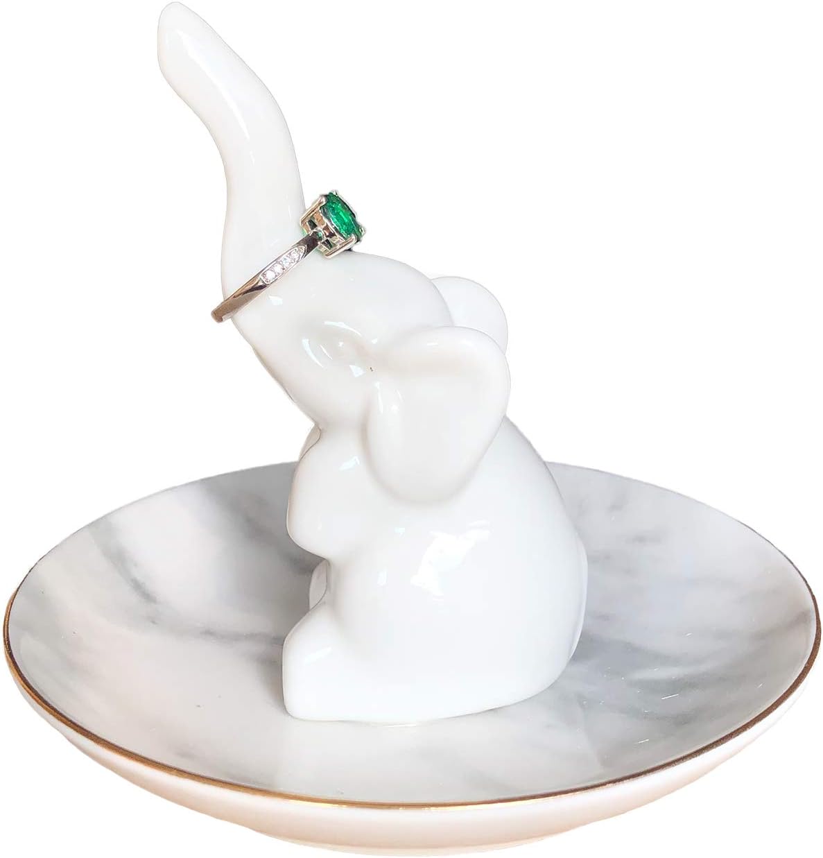 Soporte anillo elefante blanco plato mármol regalo mujer