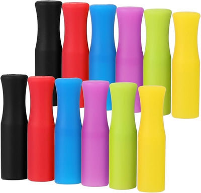12 puntas silicona para popotes acero inox 1/4pulg multicolor