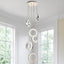 Candelabro techo 6 luces anillo cromado LED regulable