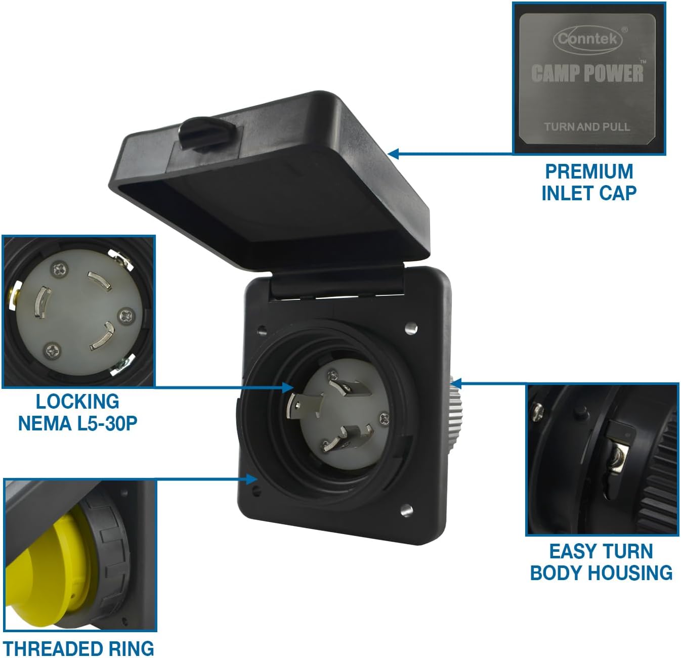 Entrada alimentación marina RV 30A 125V