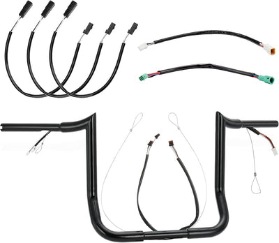 Manillar Ape Hanger 14 Rise Harley 2014-23 Barra Negra