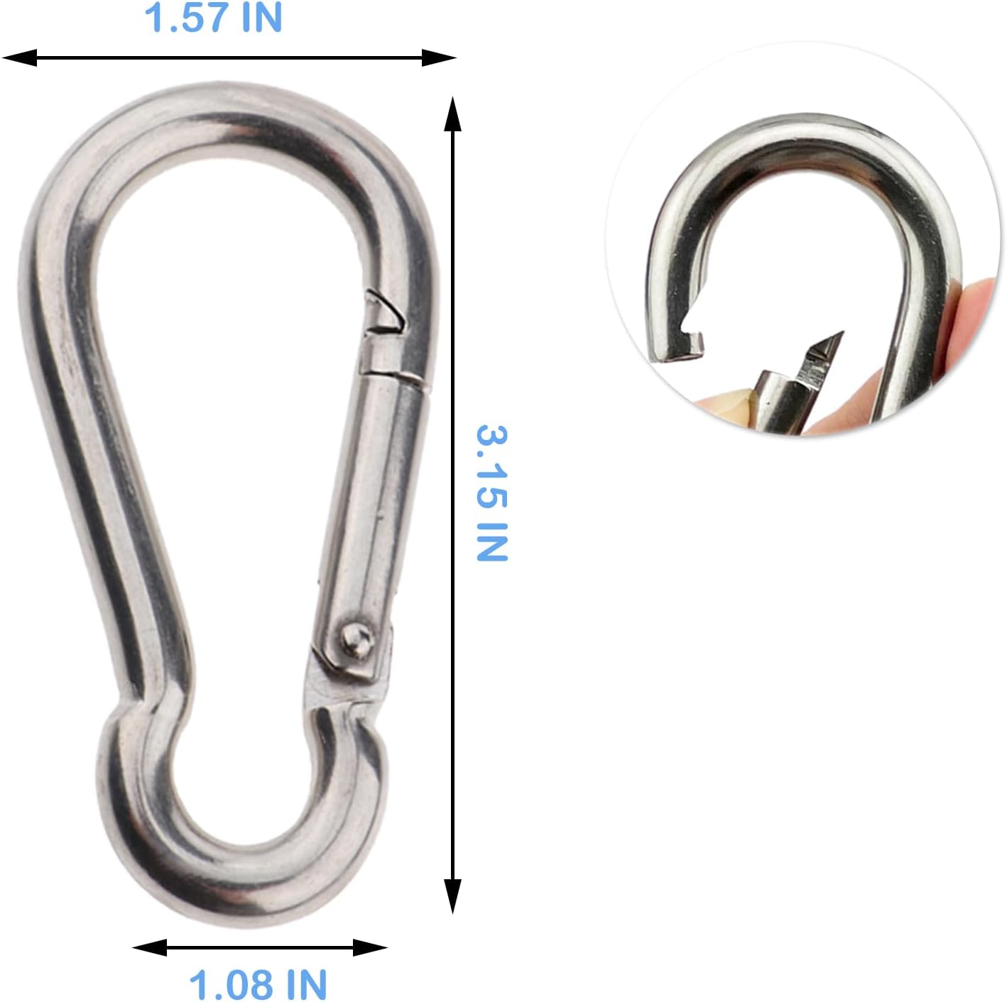 Mosquetón acero inox resistente para fitness camping pesca