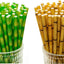 100 Pajitas Papel Bambú Estampado 2 Colores Jugos Batidos