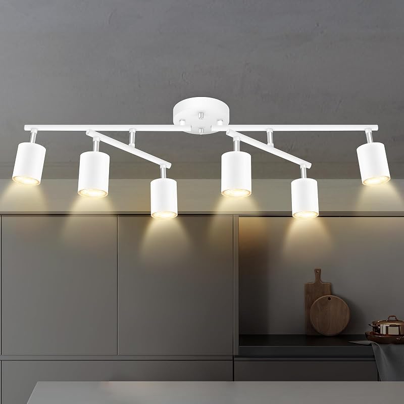 Iluminación pista blanca cocina 6 luces LED flexible moderna