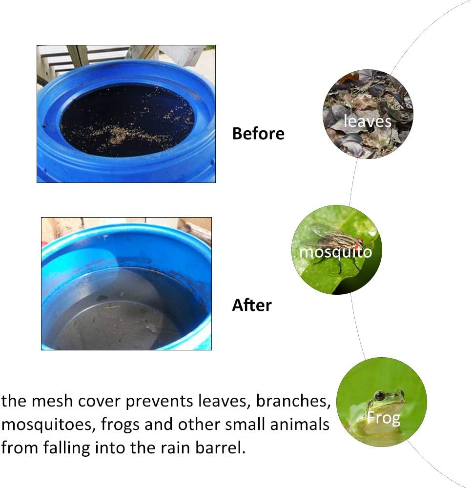 2 Cubiertas malla para barril lluvia mosquitos y desechos