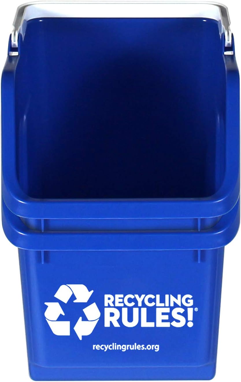 Contenedor reciclaje apilable 6gal azul libre BPA set 2