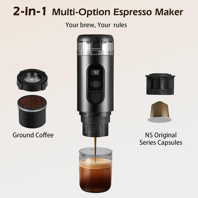 Cafetera Espresso Portátil Autocalentable Negro