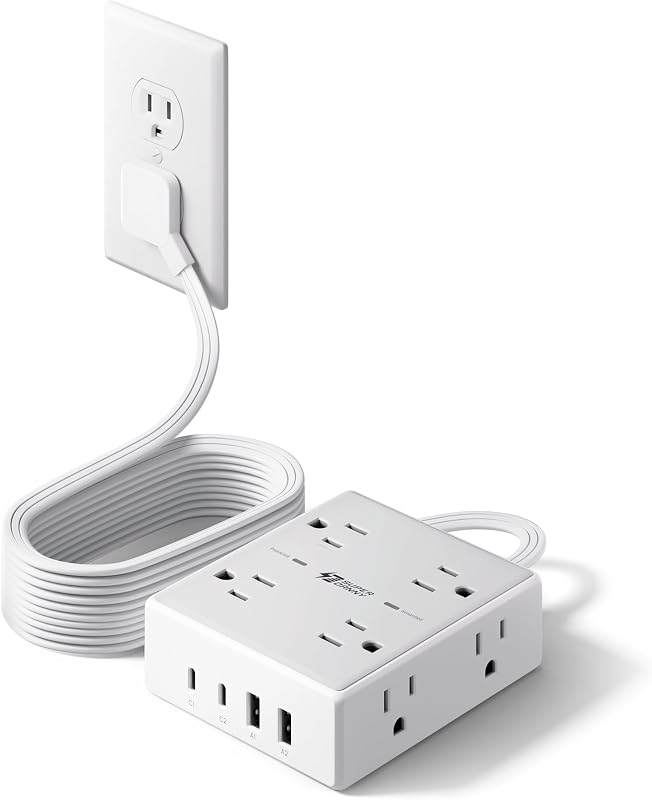 Cable extensión 10ft con 8 salidas y 4 puertos USB