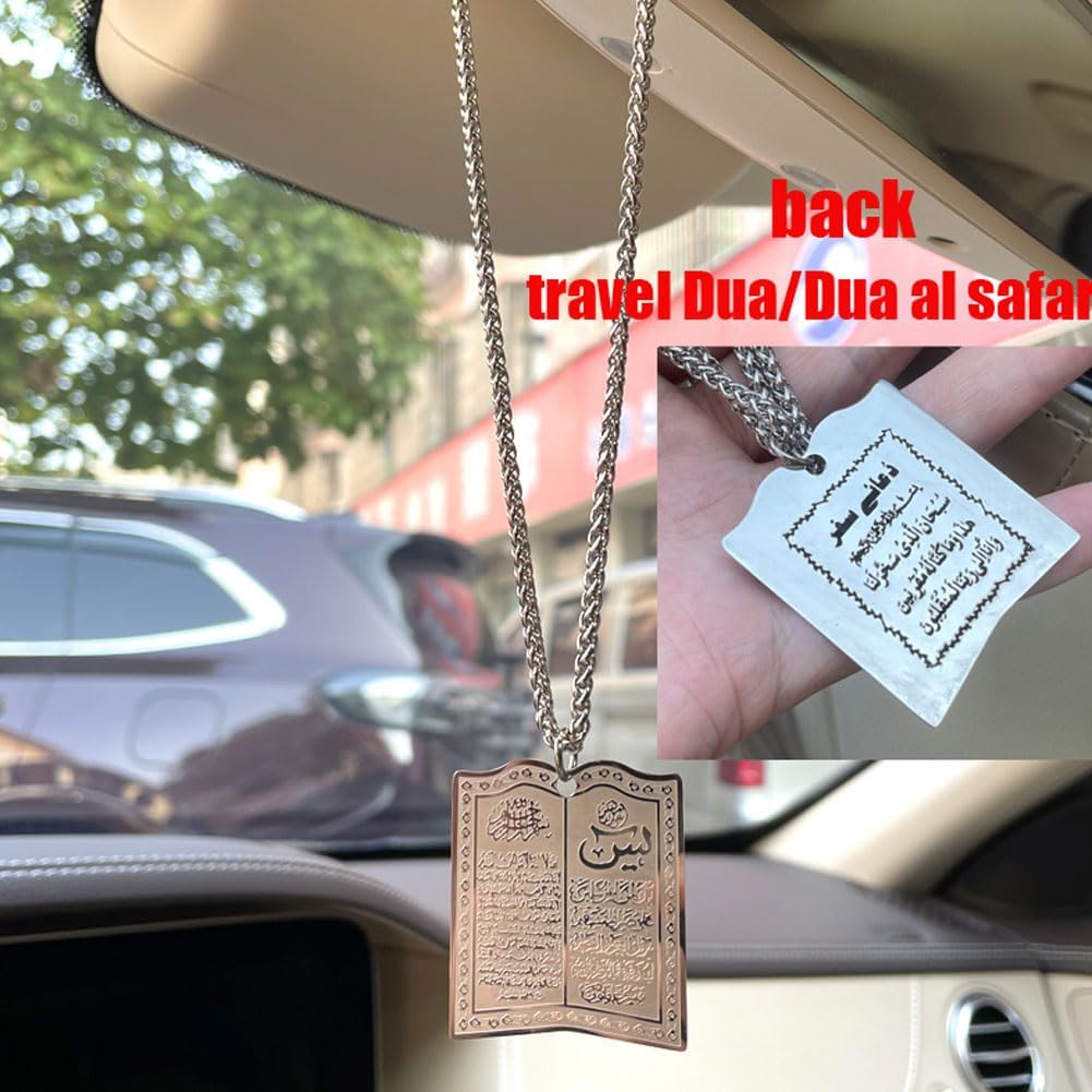 Colgante Quran Ayatul Kursi Yaseen acero inox coche