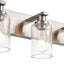 Lámpara baño níquel cepillado 3 luces vidrio