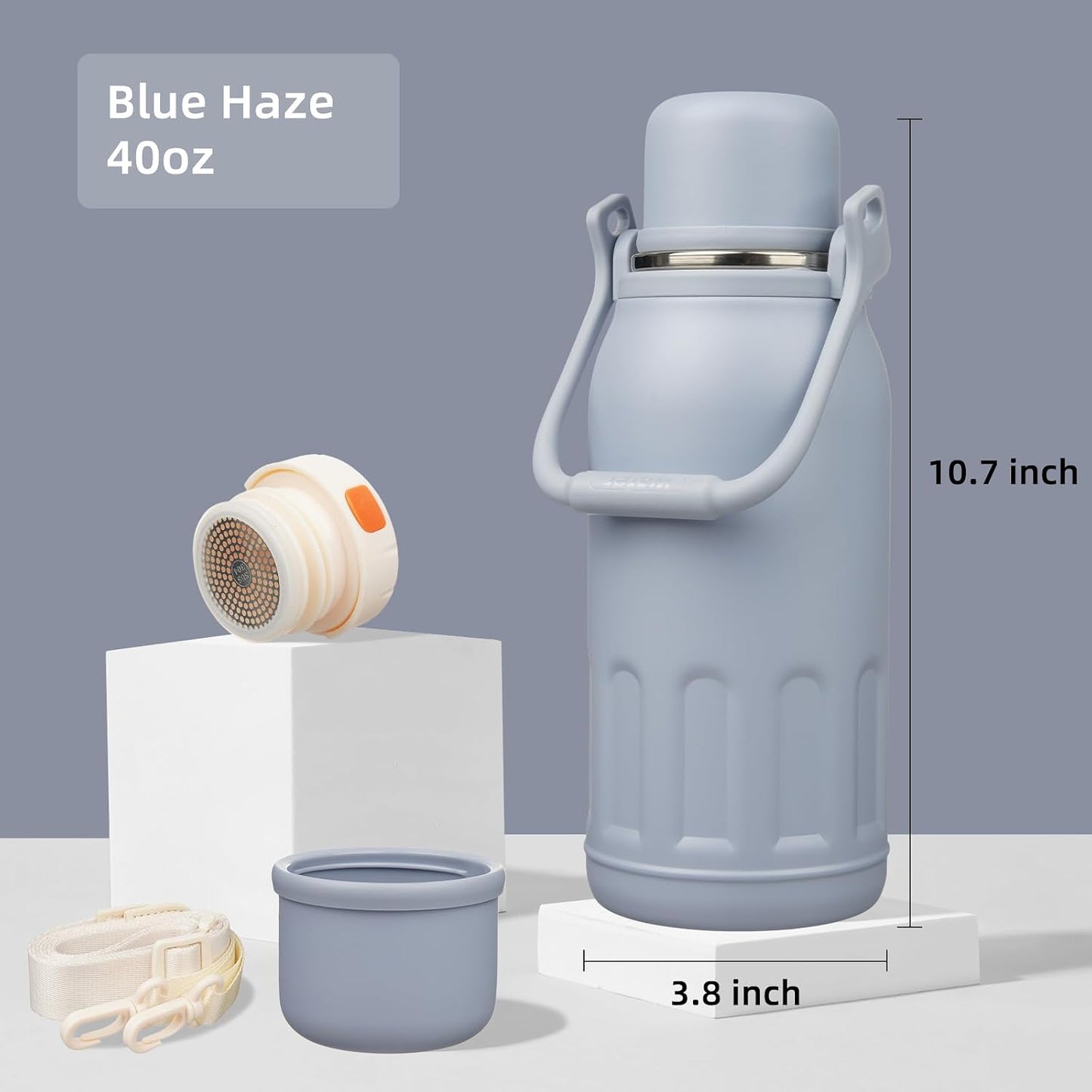 Botella agua aislada asa correa 40oz Blue Haze