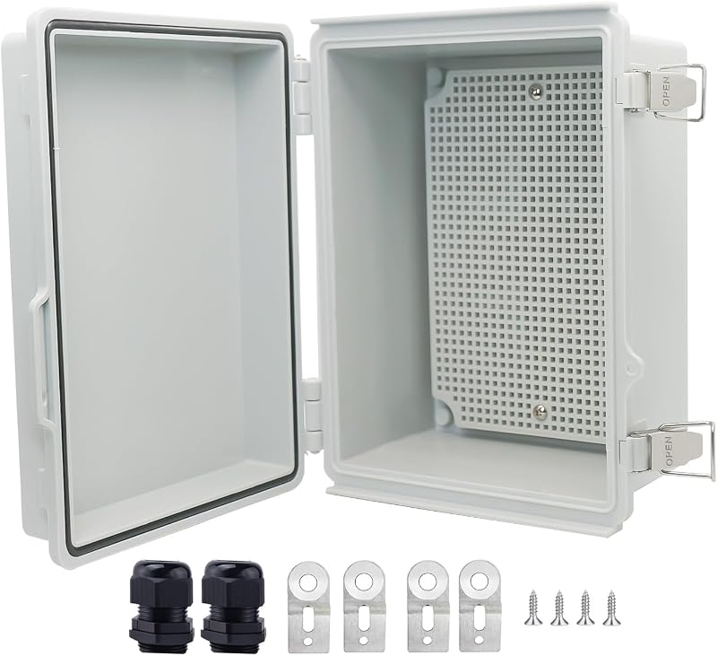 Caja eléctrica plástico ABS con pestillo acero inox 8.7x6.7pulg